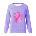 thumbnail image 4 of QATAINLAV Chandail de Sensibilisation au Cancer du Sein pour Femmes, Chemises à Ruban Rose, Chandail Décontracté à Col Rond, Hauts à Enfiler, Blouse à Manches Longues pour l'Extérieur, Rentrée Scolaire, Ventes Prime, Violet G, 4 of 5