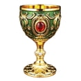 thumbnail image 3 of simhoa Vintage Chalice Medieval Goblet Engraved Multipurpose Anniversary Glass green, 3 of 8