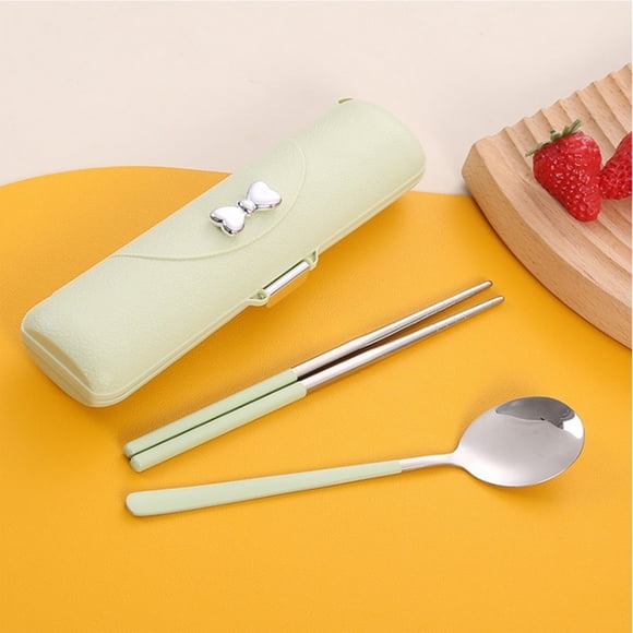 CQCYD Stainless Steel Cutlery Set, Portable Camping Utensils Box Fork Spoon Chopsticks, Reusable Travel Dining Kit for Office Workers Study Picnic Hiking
