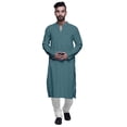 thumbnail image 2 of Atasi Kurta à Manches Longues pour Hommes en Coton Satin Uni Col Mandarin Chemise Décontractée, 2 of 7