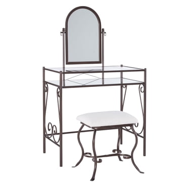Eve Metal Vanity Set With Glass Top