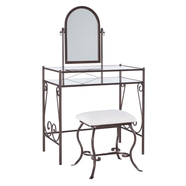 Ensemble De Vanité En Métal Eve Avec Dessus En Verre