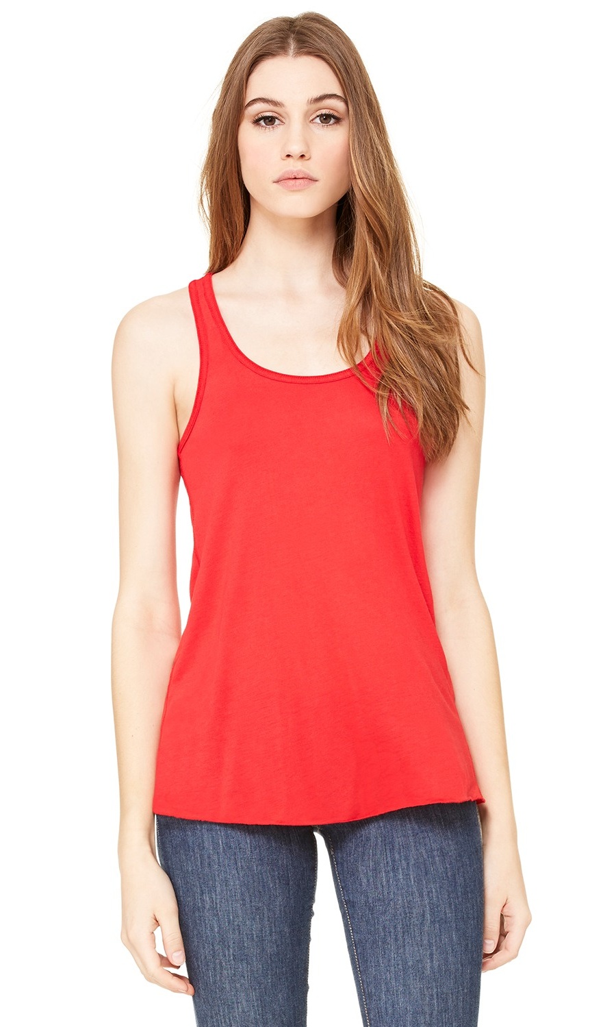 The Bella + Canvas Ladies Flowy Racerback Tank Top - RED - XL