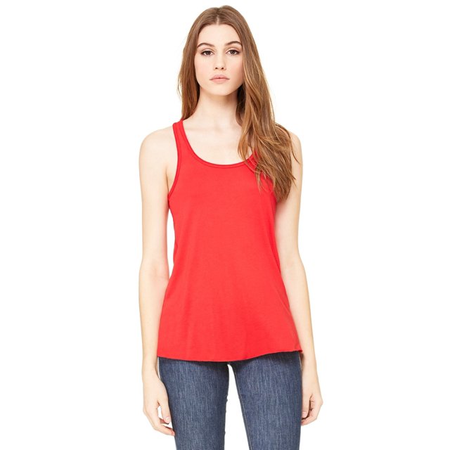 The Bella + Canvas Ladies Flowy Racerback Tank Top - RED - XL