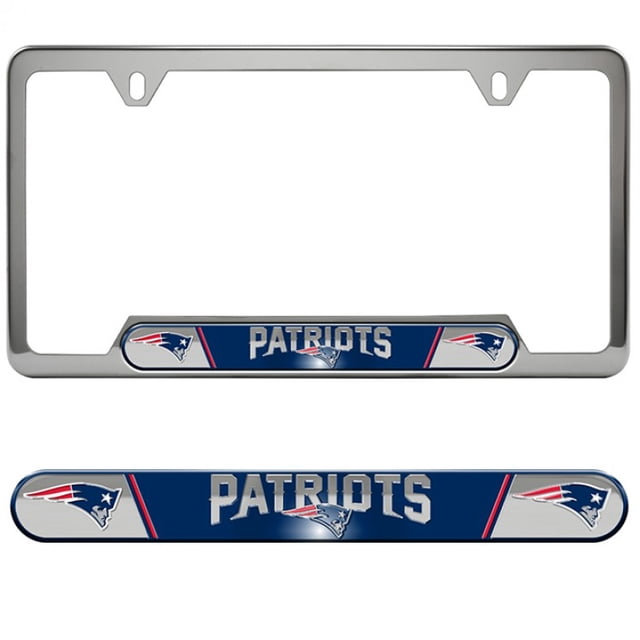 New England Patriots Cadre de Plaque d'Immatriculation en Acier Inoxydable Premium
