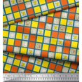 thumbnail image 2 of Soimoi Silk Fabric Geometric Square,Text & Bear Face Kids Print Fabric by Yard 42 Inch Wide, 2 of 3