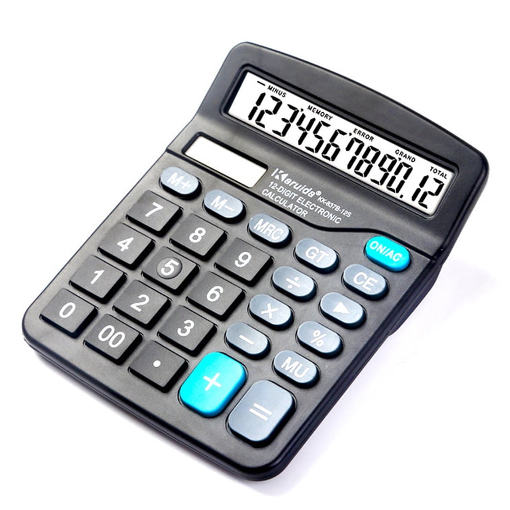 Calculator, 837B Desktop Electronic Calculator Standard Function Basic Counter with 12-Digits Large LCD Display Big Buttons Dual Powers Solar Batterys Powered for Home Office Business School