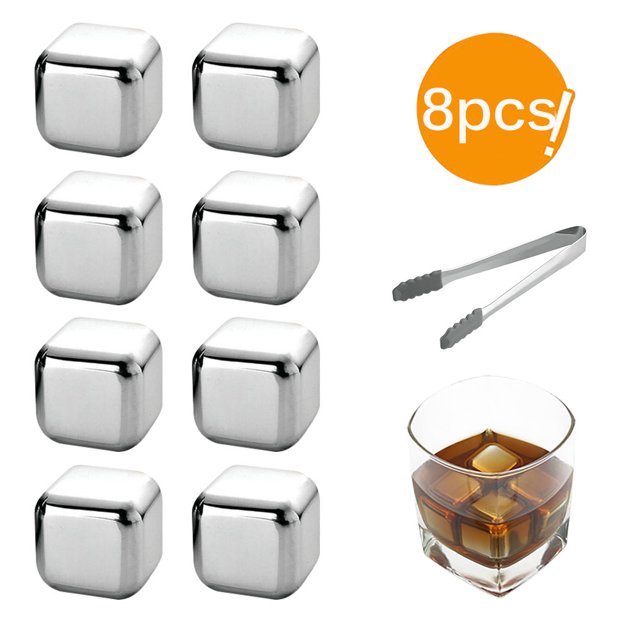Glaçons en Acier Inoxydable Pierres de Refroidissement Réutilisables Whisky Vin Non Corrosif Garde Boisson Froide