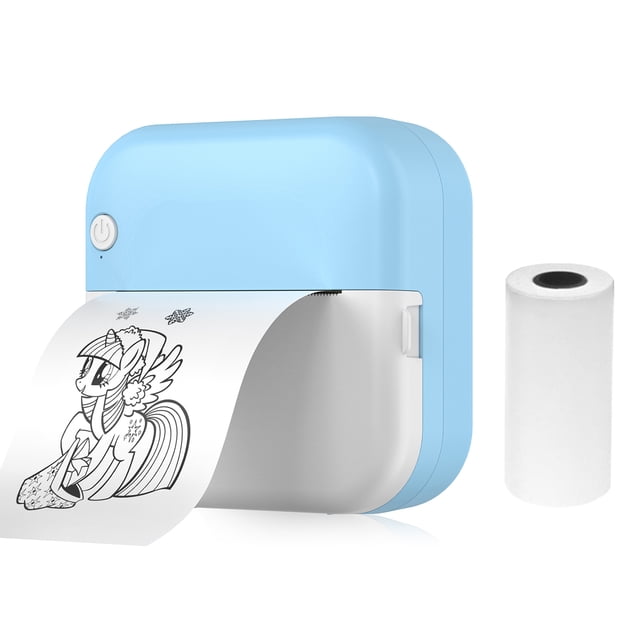 TFixol Compact M3 57mm Mini Thermal Printer, 200dpi, Bluetooth/USB, 800mAh Battery, Pink/Blue, Includes Thermal Paper Roll & Accessories
