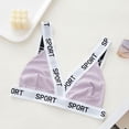 thumbnail image 4 of ManxiVoo Contrast Trim Bralette with Fashionable Letter Detail Comfortable Wireless Triangle Cup Top L Size Light Violet, 4 of 5