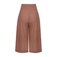 thumbnail image 5 of Pantalon Capri à Enfiler pour Femmes Pantalon Court Jambe Échancrée Taille Régulière Polyester Coton Lin Pantalon Capri Pantalon Capri pour Dames Style C-20 Café m, 5 of 5