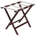 thumbnail image 1 of Wooden Mallet LR-MHSVR Deluxe Straight Leg Luggage Rack with Silver Straps - Mahogany, 1 of 1