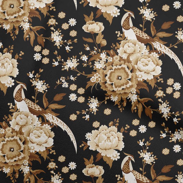 oneOone Rayon Brown Fabric Asian Chinese Craft Projects Decor Fabric Printed By The Yard 56 Inch Wide