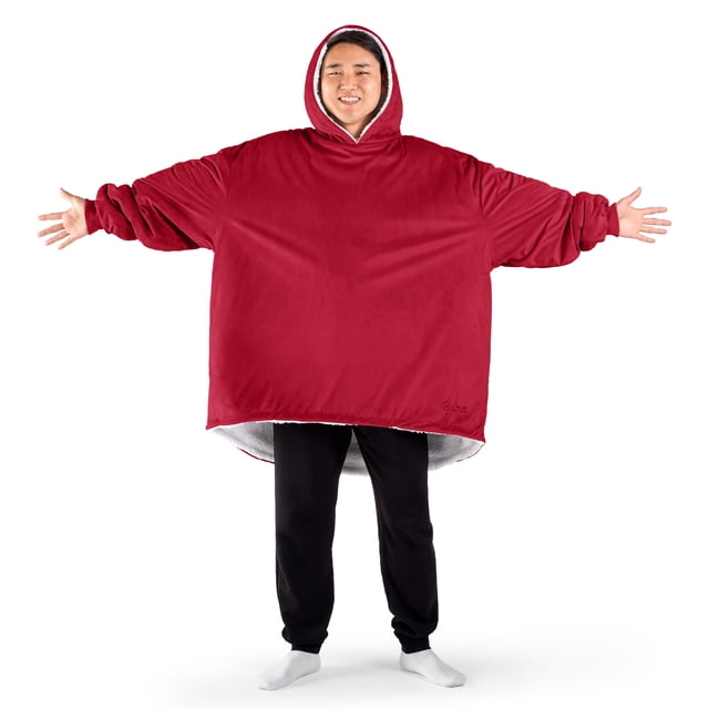 Bare Home Couverture Portable en Sherpa Pelucheuse - Duveteuse et Douce - Légère - Adulte, Rouge