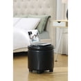 thumbnail image 3 of Designs4Comfort Pouf de Rangement Rond d'Appoint en Similicuir Noir, 3 of 10
