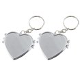 thumbnail image 1 of 2 Pcs Porte-Clés Miroir Rond Compact Miroir de Maquillage Double Face Pendentif Clé Pliable (Argent, Forme de Cœur), 1 of 8