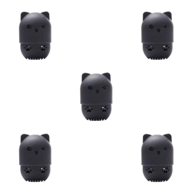 Dalazy Cat Shaped Sponges Neat Silicone Storage Box For Home Simple Fashionable black 5Set