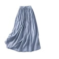 thumbnail image 2 of Cadeaux pour Femmes LSLJS Jupe Cheville en Coton et Lin d'Été Unie Brodée à Taille Élastique pour Femme, Jupe Maxi, 2 of 9