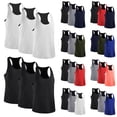 thumbnail image 1 of Graflsoa Men's Quick-Dry Performance Tank Tops - 3-Pack Breathable Workout Shirts for Running, Gym, Basketball - Loose Fit Sleeveless Design - White Trio - Size XL (B5008#), 1 of 7