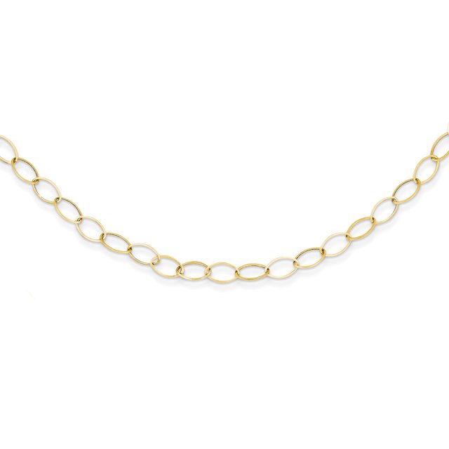 14K Yellow Gold Oval Link Necklace 18 Inch