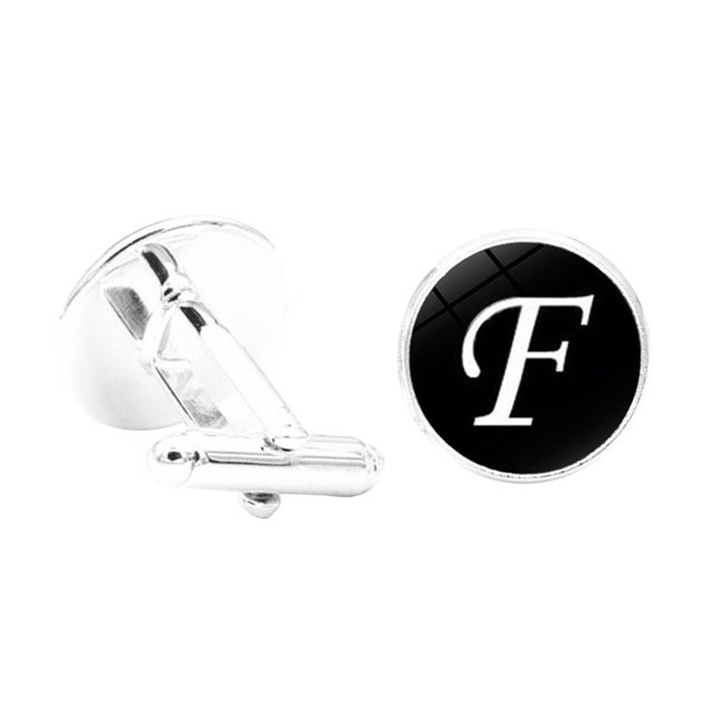 fastboy 1 Paire de Boutons de Manchette Lettre pour Hommes Initiale Formelle Alphabet en Acier Inoxydable, Lettre F