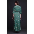 thumbnail image 3 of Bimba Robe Longue d'Été en Rayonne à Imprimé Floral Feuilles et Fleurs, Manches Kimono, Fente, Grande, 3 of 6