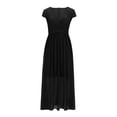 thumbnail image 4 of UPPADA Liquidation d'Économies d'Été 2024 Robes Grande Taille pour Femmes Pulpeuses Robe d'Invitée de Mariage Manches Courtes Col en V Robes de Cocktail Robe à Étages Fluide avec Ceinture Robes pour Femmes 2024 Élégante, 4 of 6