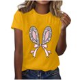 thumbnail image 3 of Plebaso T-Shirts Graphiques de Pâques pour Femmes à Manches Courtes, T-Shirts Imprimés pour Femmes, Décontractés, Amples, d'Extérieur, Hauts Basiques, 3 of 4