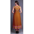 thumbnail image 4 of Bimba Robe Anarkali Orange à Fleurs, Col Mandarin, Sans Manches, Kurtis pour Femmes, Robe Maxi à Imprimé, XX-Grand, 4 of 6
