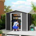 thumbnail image 2 of Outsunny Remise de Rangement Extérieure 8 Pieds X 7 Pieds Remise de Jardin avec Serrure, Gris Foncé, 2 of 10
