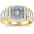 thumbnail image 1 of 3/8ct Diamond Mens Ring 14k White & Yellow Gold Two Tone, 1 of 2