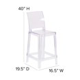 thumbnail image 3 of Bowery Hill 40"H Contemporary Plastic Square Back Bar Stool in Crystal Clear, 3 of 9