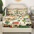 thumbnail image 2 of London Fitted Sheet Twin Size,London Big Ben and Bus Pattern Bedding Set 2Pcs for Kids Teens Adult Decor,Retro London Street View Bed Sheet Cartoon City Deep Pocket Sheet,1 Pillowcase（No Top Sheet）, 2 of 5