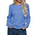 thumbnail image 1 of Mrat Chandails Tricotés pour Femmes Chandail à Col Rond pour Femmes Mode Décontractée Chandail à Manches Longues Tricot Femmes Hauts Tricotés S-179 Bleu m, 1 of 6