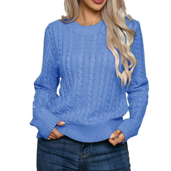 WRKEKC Sweaters for Women Crew Neck Casual Pullover Long Sleeve Knit Sweaters for Fall Winter Daily Outings Leisure Time Comfortable Wear