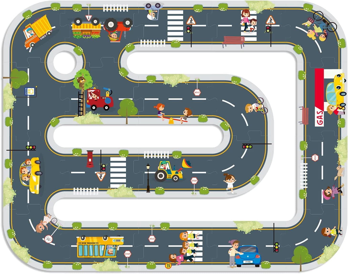TOOKYLAND City Roads Floor Puzzle - 21pcs - Interactive Street Jigsaw Puzzle, for Kids Ages 3+