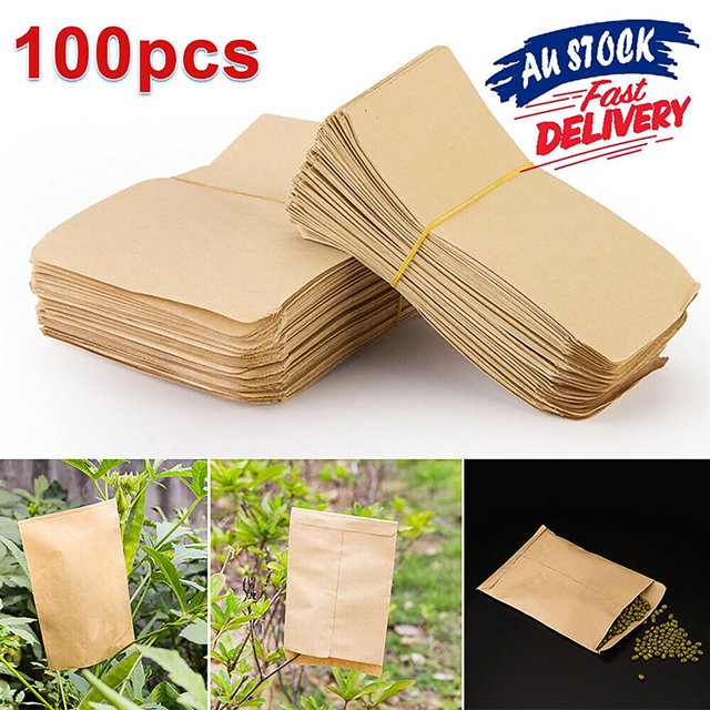 100pcs Kraft Paper Seed Bag Eco-Friendly Seed Protective Envelope Multi-Purposes Garden Seed Storage Bag Tear Resistant Seed Protector
