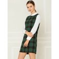 thumbnail image 4 of INSPIRE CHIC Women's Peter Pan Collar Long Sleeve Check Shift Dress, 4 of 6