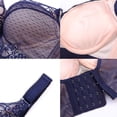 thumbnail image 5 of B91xZ Sheer Mesh Demi Underwire Bra Front Closure Plus Size Full Coverage Lace Underwire Racerback Bra,Blue 38B, 5 of 5