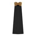 thumbnail image 4 of Robes à Encolure Croisée pour Femmes Sans Manches à Blocs de Couleur Robes Maxi Amples Décontractées de Vacances Longue Robe Brun, G, 4 of 7