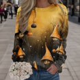 thumbnail image 2 of Pullover Tops For Womens Print O Neck Sweatshirt  Neck Fit Pullover Tops Suitable Long Sleeve Workout Shirts Loose Blouse, 2 of 4