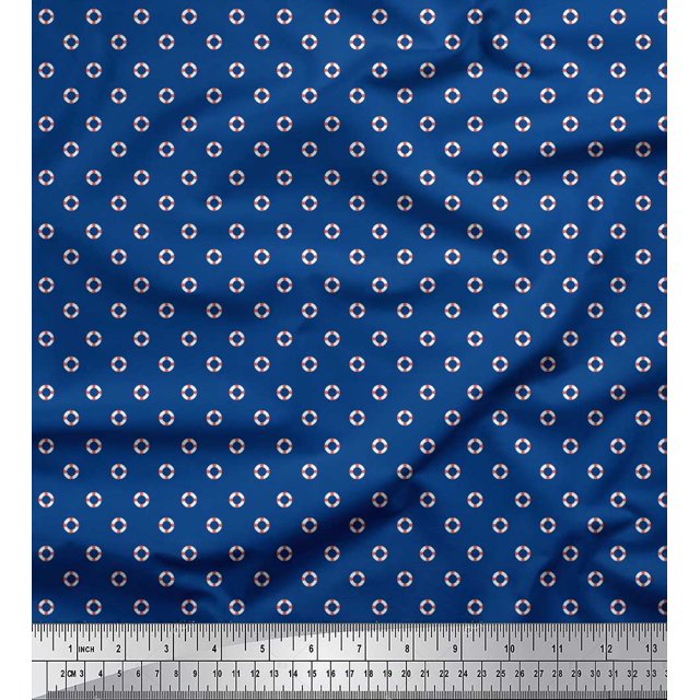 Soimoi Georgette Viscose Fabric Swimming Ring Small Print Fabric by The Yard 42 Inch Wide