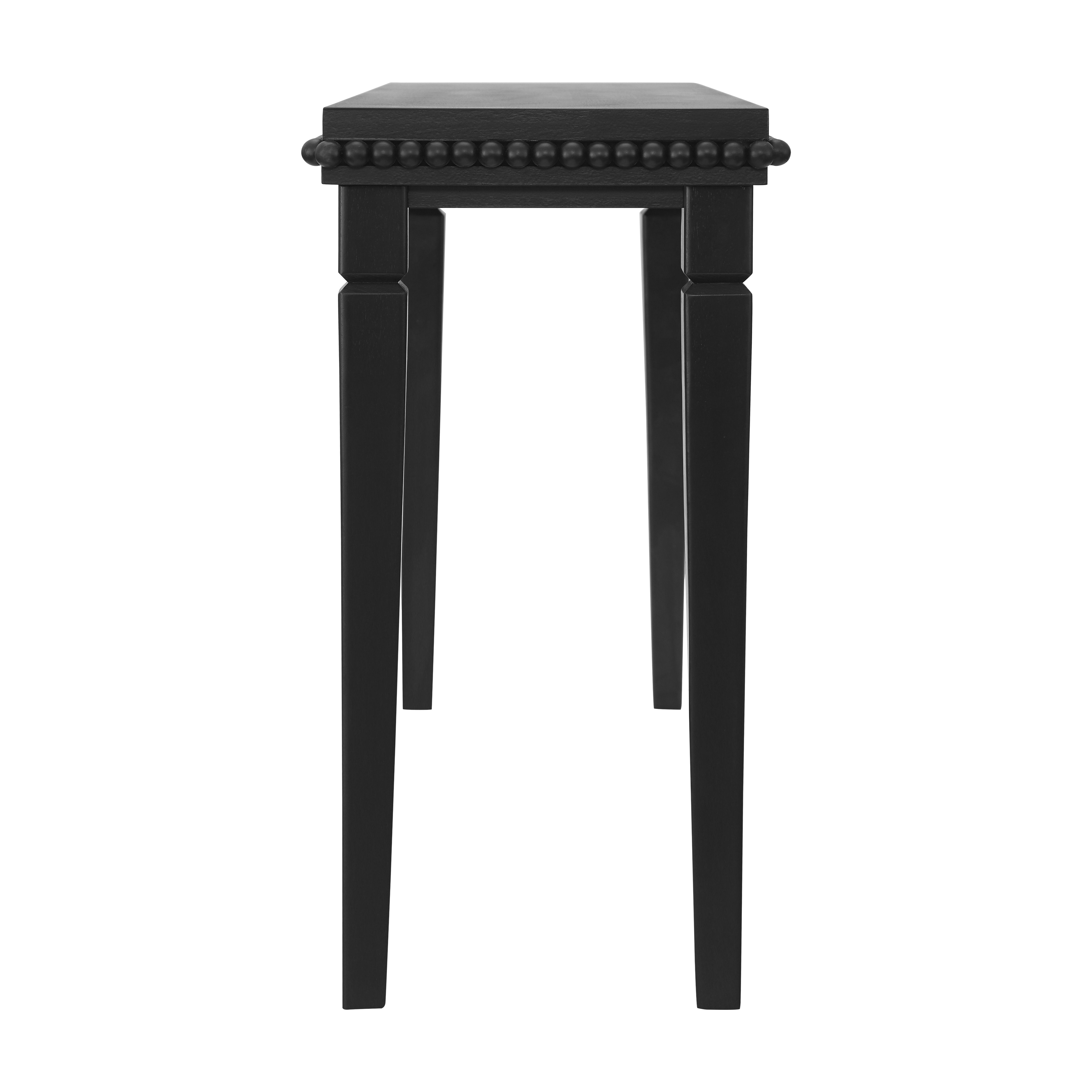 Noble House Table Console de Ferme avec Garniture Perlée, Placage de Bois Naturel Table de Canapé d'Entrée pour Salon et Couloir, Noir