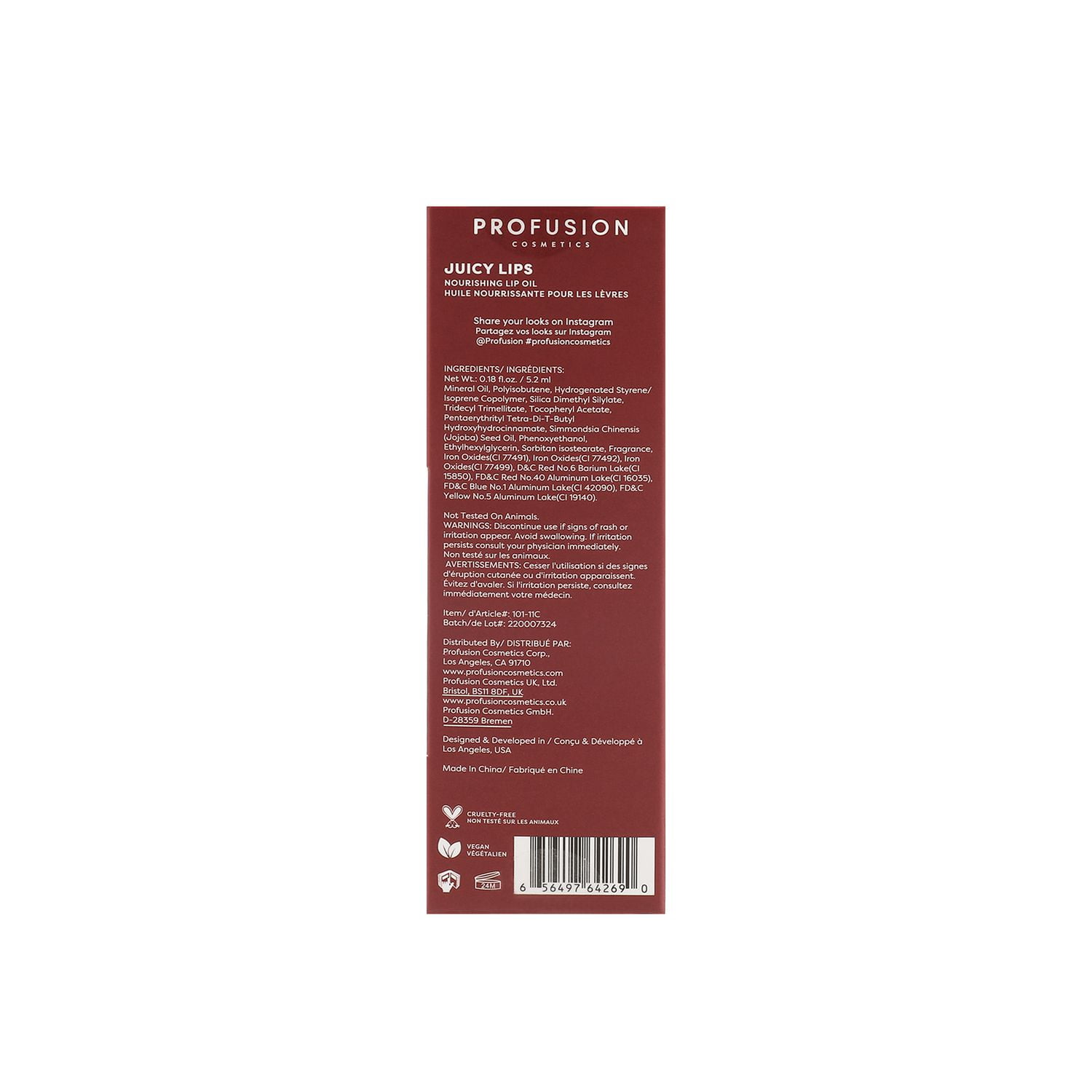 Profusion Cosmétiques | lèvres juteuses, huile nourrissante pour les lèvres, Cerise noire, 1 pièce, 0.18 fl. oz.
