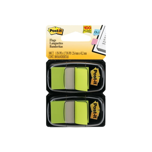 3 m 680BG2 Drapeaux à Ruban Standard dans Distributeur Vert Vif 100 Drapeaux par Distributeur