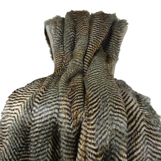 Faux Fur Fox Handmade Blanket, Brown & Gray - 108 x 90 in.