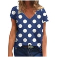 thumbnail image 2 of JDQJBZ T-Shirt à Manches Courtes pour Femmes Haut d'Été, Blouse Décontractée Ample de Mode pour Femmes Impression T-Shirt à Col en V Blouse T-Shirt Imprimé, 2 of 5