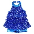thumbnail image 4 of TiaoBug Robe Mini Sans Manches à Sequins Brillants avec Franges pour Filles, Robe de Salsa de Jazz Latin, Robe de Rumba Unitard Bleu Royal 8, 4 of 6