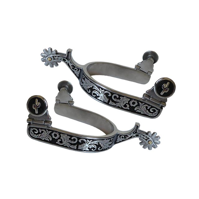 2x Cheval Éperons Anti-Rouille Femmes Robuste Équipement Équestre Éperon de Style Occidental pour Équipements de Compétition Argent Noir