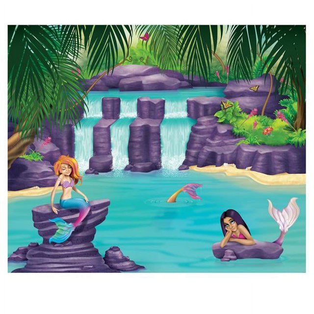 Beistle 53447 5 x 6 Pi. Mermaid Lagoon Insta-Mural - Lot de 6